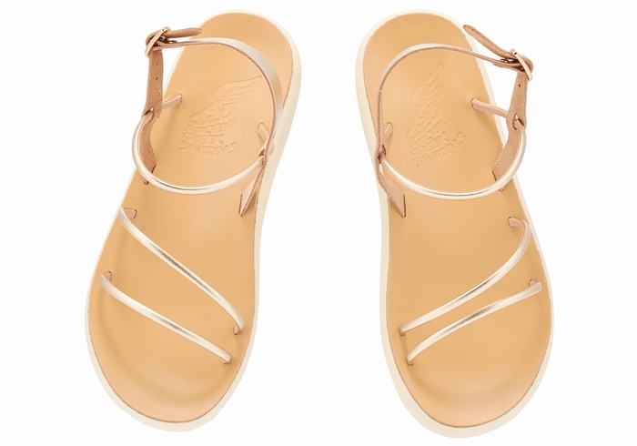 Ancient Greek Sandals Polis Women Back-Strap Sandals Gold White | FYQ3571KD