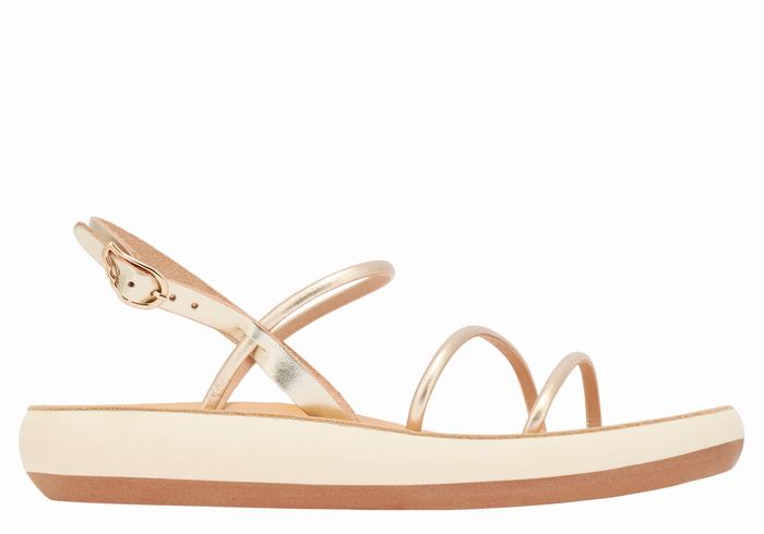 Ancient Greek Sandals Polis Women Back-Strap Sandals Gold White | FYQ3571KD