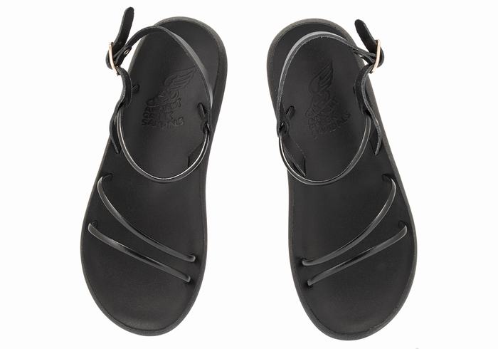 Ancient Greek Sandals Polis Women Back-Strap Sandals Black | DSJ8678XF