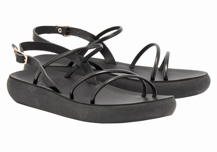 Ancient Greek Sandals Polis Women Back-Strap Sandals Black | DSJ8678XF