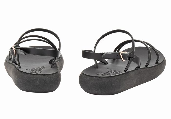 Ancient Greek Sandals Polis Women Back-Strap Sandals Black | DSJ8678XF