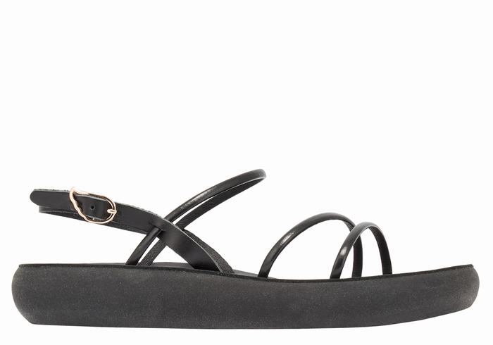 Ancient Greek Sandals Polis Women Back-Strap Sandals Black | DSJ8678XF