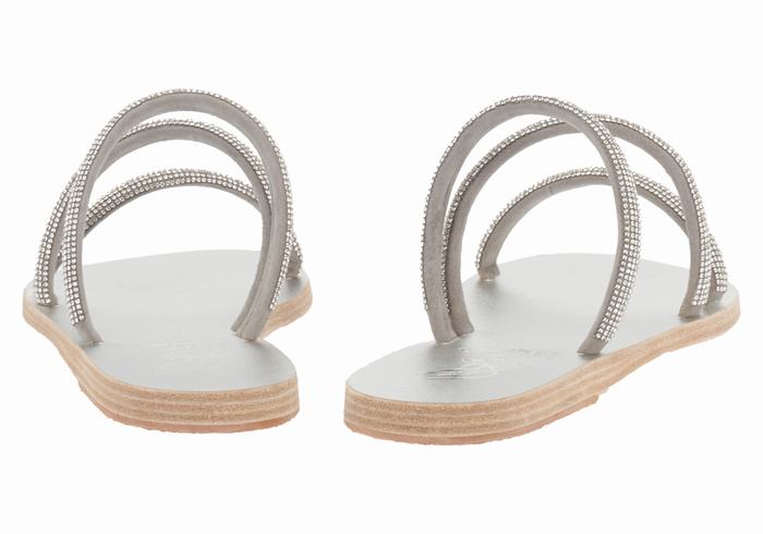 Ancient Greek Sandals Polytimi Diamante Women Slide Sandals Silver | WFE4225UE