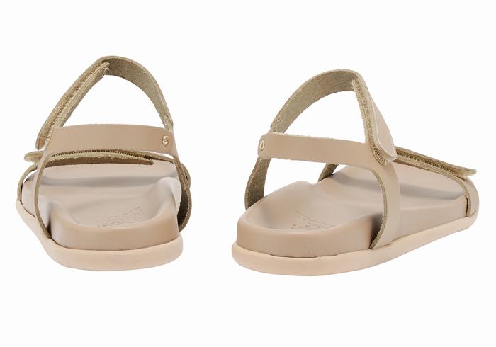 Ancient Greek Sandals Poros Women Back-Strap Sandals Grey Brown | NQG822GI