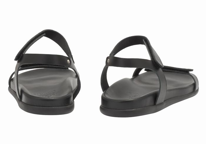 Ancient Greek Sandals Poros Women Back-Strap Sandals Black | GXQ8465FC