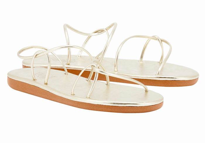 Ancient Greek Sandals Proorismos Women Back-Strap Sandals Gold White | SXA5438MT