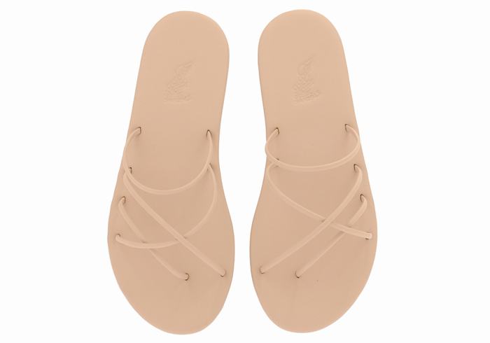 Ancient Greek Sandals Pu Women Slide Sandals Beige | QLR9439KU