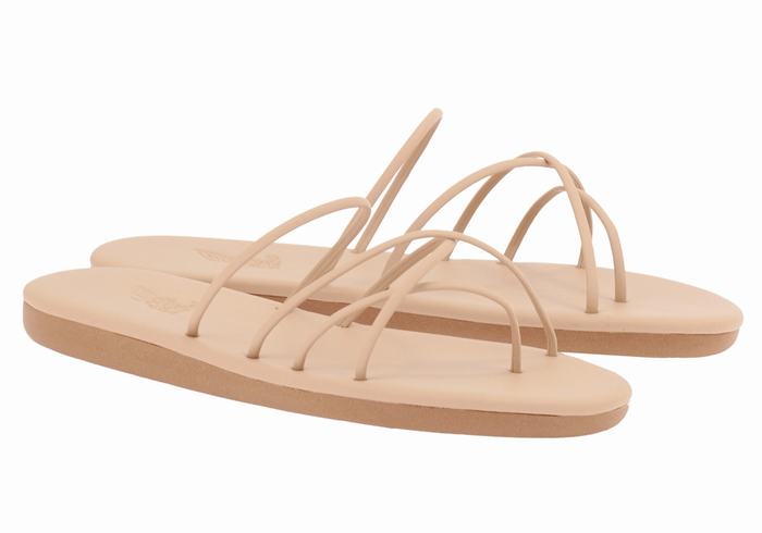 Ancient Greek Sandals Pu Women Slide Sandals Beige | QLR9439KU