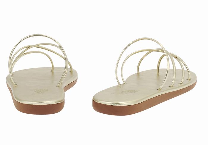 Ancient Greek Sandals Pu Women Slide Sandals Gold White | IZK581ZN