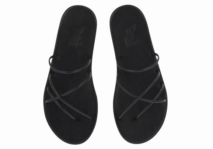 Ancient Greek Sandals Pu Women Slide Sandals Black | AZC6428CS