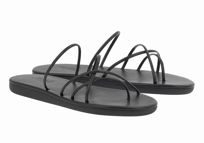 Ancient Greek Sandals Pu Women Slide Sandals Black | AZC6428CS