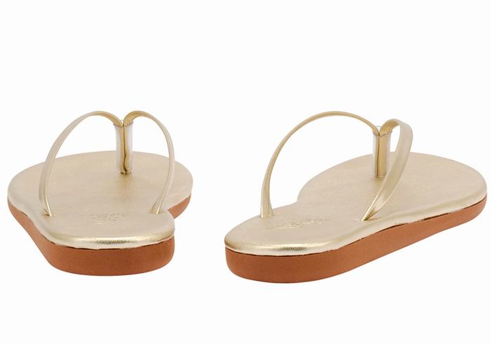 Ancient Greek Sandals Saionara Women Flip Flops Gold White | GWJ3384AK