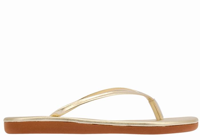 Ancient Greek Sandals Saionara Women Flip Flops Gold White | GWJ3384AK