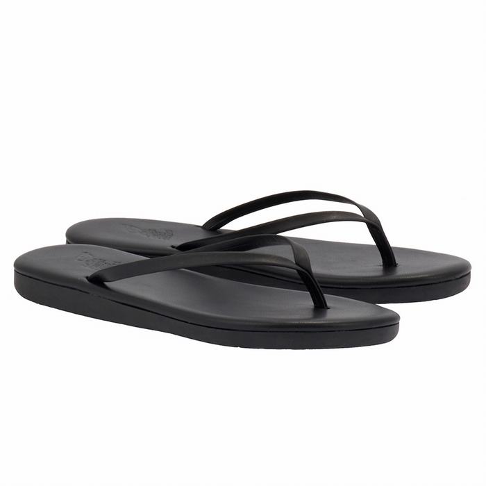 Ancient Greek Sandals Saionara Women Flip Flops Black | MOF1387NS