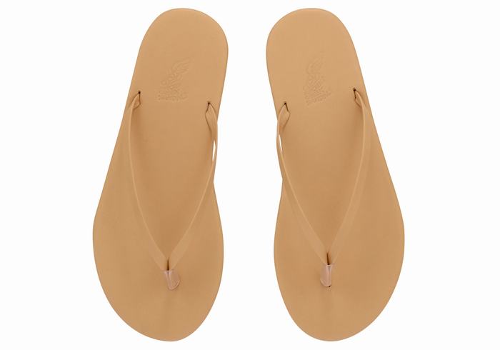 Ancient Greek Sandals Saionara Women Flip Flops Beige | AKI6367XA