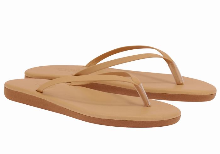 Ancient Greek Sandals Saionara Women Flip Flops Beige | AKI6367XA