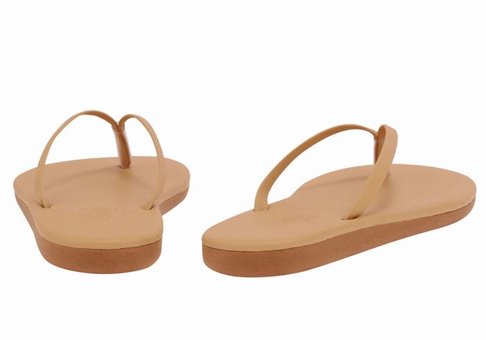 Ancient Greek Sandals Saionara Women Flip Flops Beige | AKI6367XA