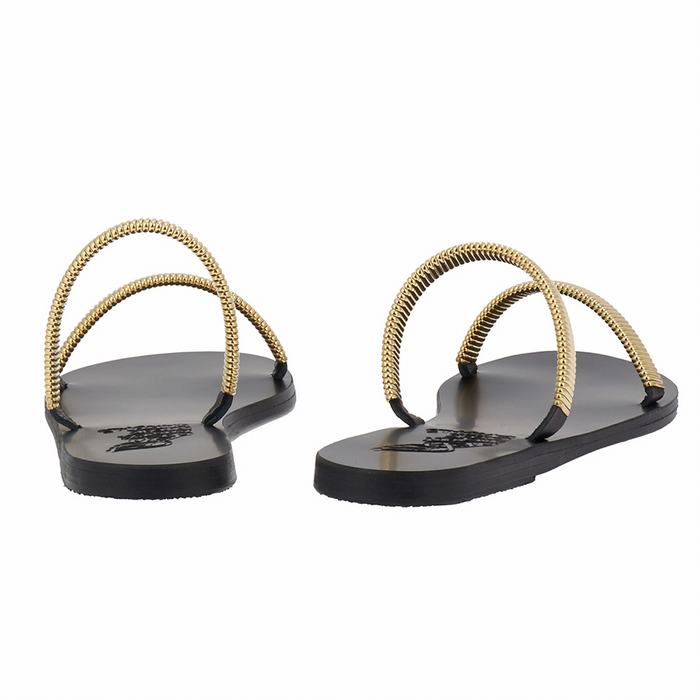 Ancient Greek Sandals Saita Women Slide Sandals Gold Black | KNI7627CR