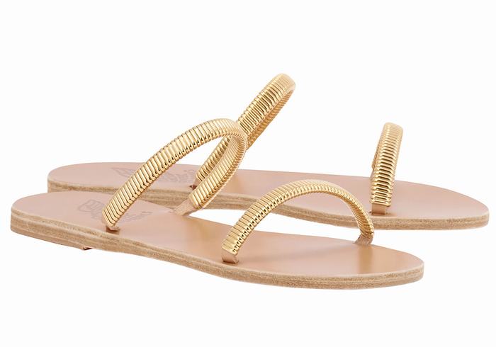 Ancient Greek Sandals Saita Women Slide Sandals Gold Beige | XNL627LV