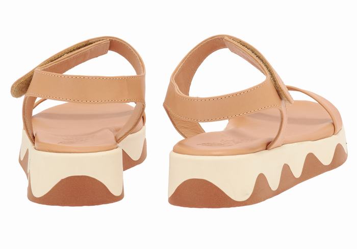 Ancient Greek Sandals Salamina Leather Women Platform Sandals Beige White | ZQY503JY