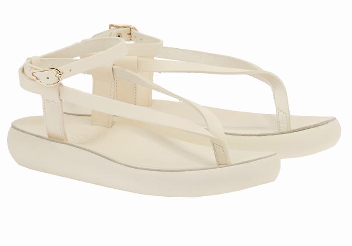 Ancient Greek Sandals Salomi Comfort Women Ankle Strap Sandals White | JJI388TG