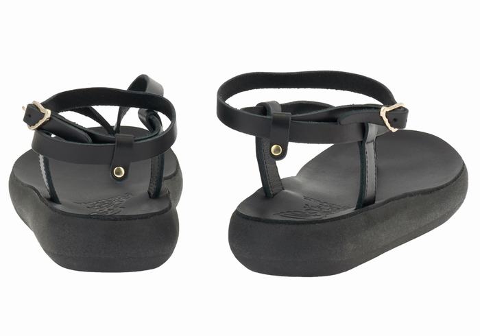 Ancient Greek Sandals Salomi Comfort Women Ankle Strap Sandals Black | MCS8692UW