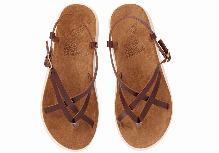 Ancient Greek Sandals Semele Comfort Women Back-Strap Sandals Coffee | IPU4821WS