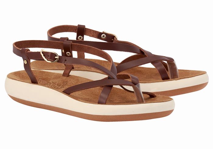 Ancient Greek Sandals Semele Comfort Women Back-Strap Sandals Coffee | IPU4821WS