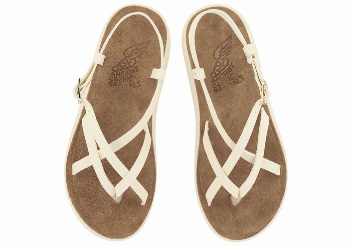 Ancient Greek Sandals Semele Comfort Women Back-Strap Sandals White | YIQ746ZB