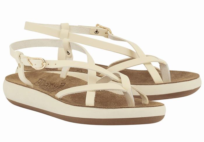 Ancient Greek Sandals Semele Comfort Women Back-Strap Sandals White | YIQ746ZB