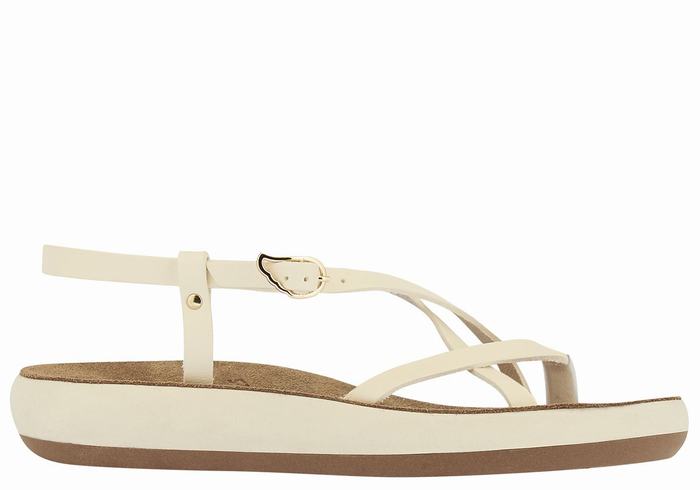 Ancient Greek Sandals Semele Comfort Women Back-Strap Sandals White | YIQ746ZB