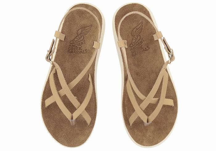 Ancient Greek Sandals Semele Comfort Women Back-Strap Sandals Beige | PAC8311QW