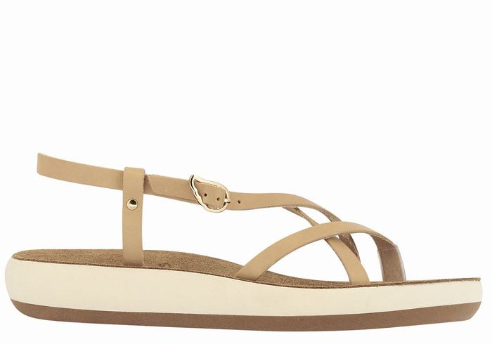 Ancient Greek Sandals Semele Comfort Women Back-Strap Sandals Beige | PAC8311QW