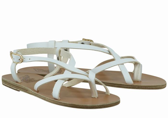 Ancient Greek Sandals Semele Leather Women Back-Strap Sandals White | FFQ6550DN