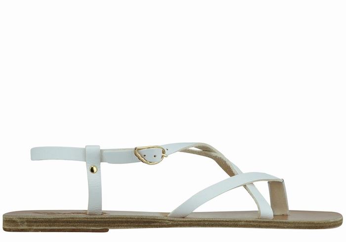 Ancient Greek Sandals Semele Leather Women Back-Strap Sandals White | FFQ6550DN