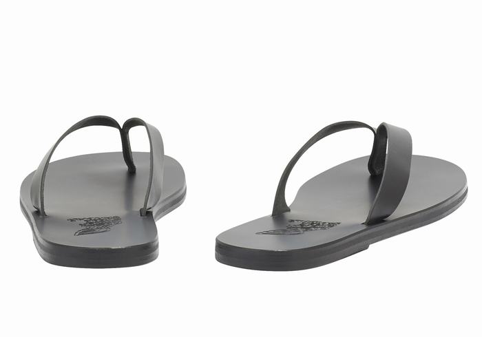 Ancient Greek Sandals Solon Leather Men Flip Flops Black | BWE3451CF