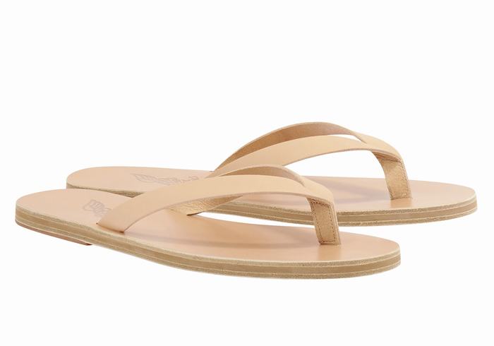 Ancient Greek Sandals Solon Leather Men Flip Flops Beige | LLA8741SI