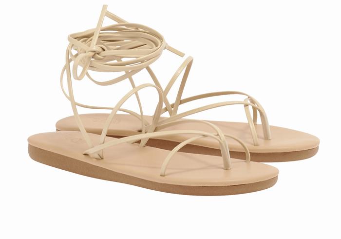 Ancient Greek Sandals String Women Gladiator Sandals Beige | UWB2811ZD