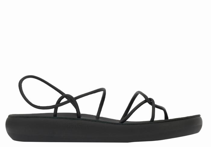 Ancient Greek Sandals Taxidi Comfort Women Back-Strap Sandals Black | RZQ5171OG