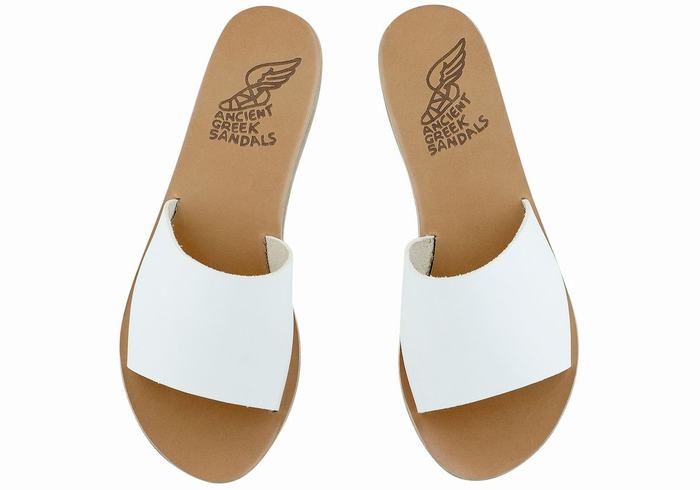 Ancient Greek Sandals Taygete Women Slide Sandals White | OVS2042MZ