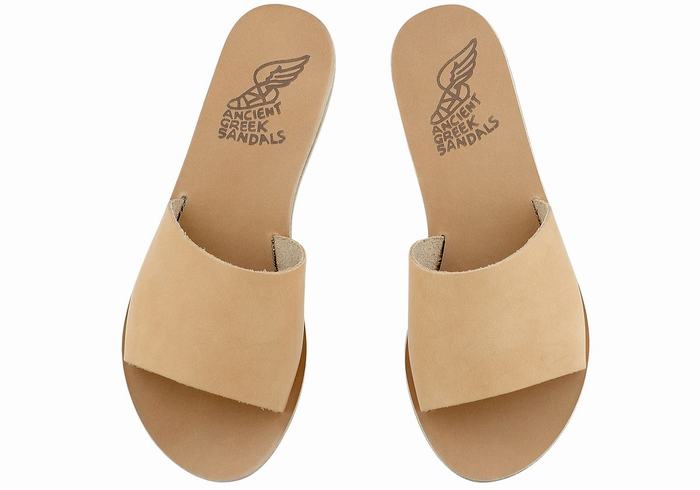 Ancient Greek Sandals Taygete Women Slide Sandals Beige | JSV2589SC