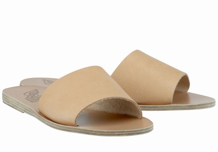 Ancient Greek Sandals Taygete Women Slide Sandals Beige | JSV2589SC