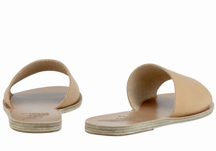 Ancient Greek Sandals Taygete Women Slide Sandals Beige | JSV2589SC