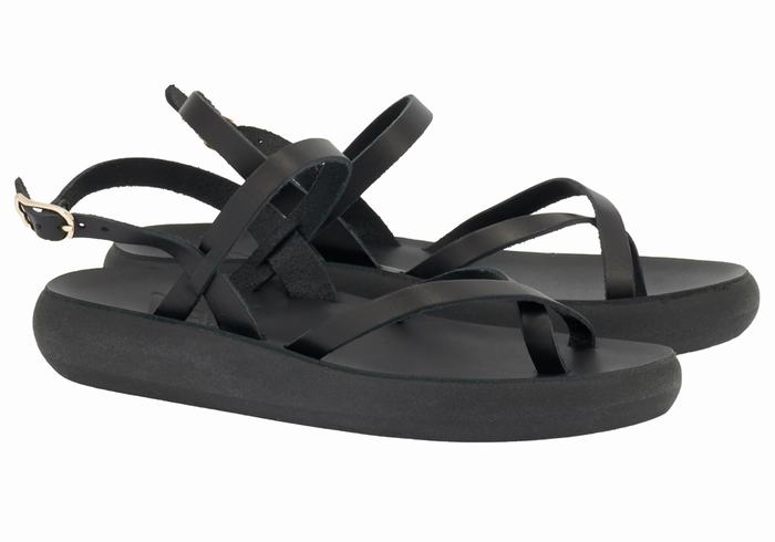 Ancient Greek Sandals Tereza Comfort Women Back-Strap Sandals Black | KEL2814YQ