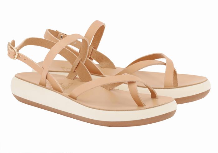 Ancient Greek Sandals Tereza Comfort Women Back-Strap Sandals Beige | SND6557DZ