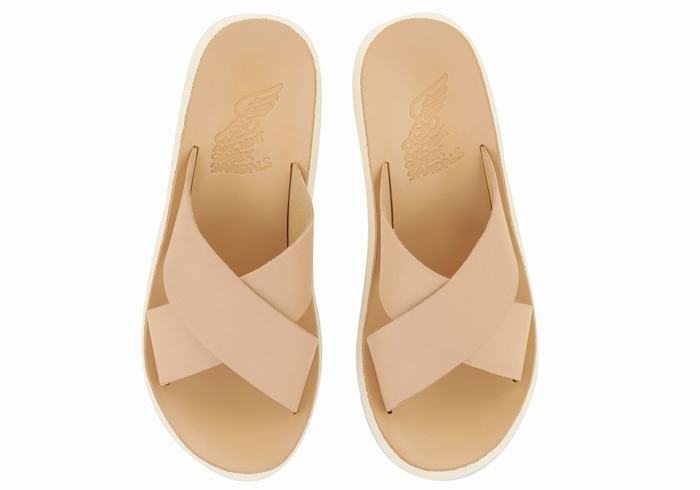 Ancient Greek Sandals Thais Comfort Women Slide Sandals Beige | FLC7042HS