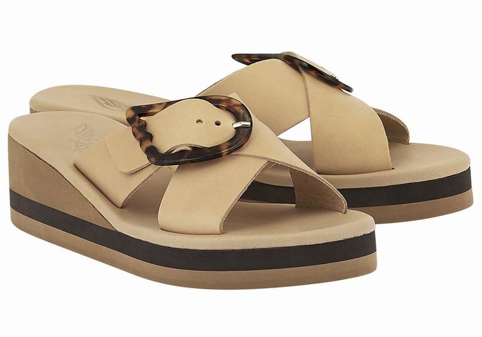 Ancient Greek Sandals Thais Rainbow Women Wedge Sandals Beige Black | CMQ1668TW