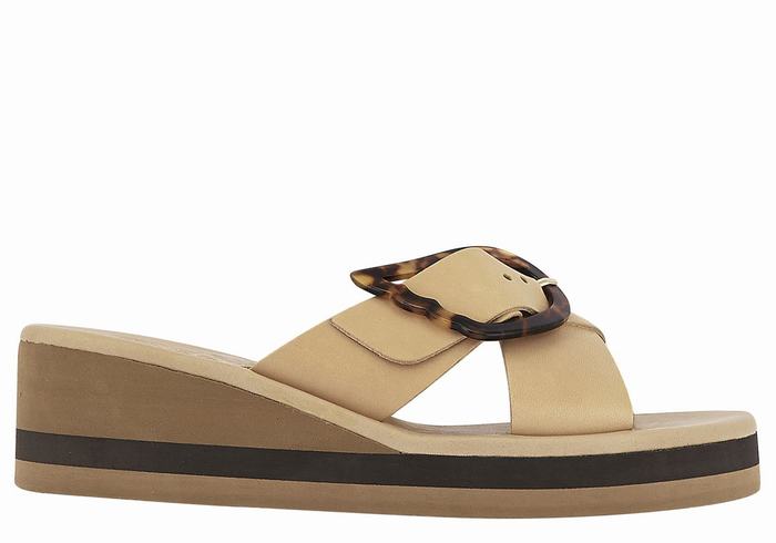 Ancient Greek Sandals Thais Rainbow Women Wedge Sandals Beige Black | CMQ1668TW