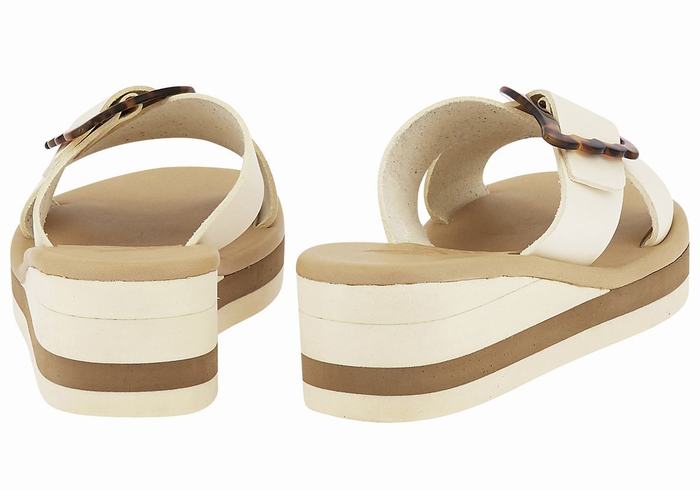 Ancient Greek Sandals Thais Rainbow Women Wedge Sandals White Beige | DNH142WT