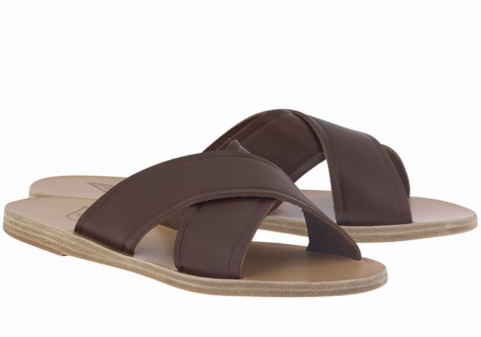 Ancient Greek Sandals Thais Women Slide Sandals Coffee | GSZ6176EV